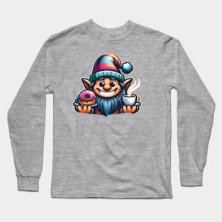 Donut and Coffee Gnome Long Sleeve T-Shirt